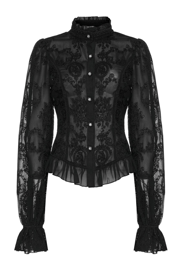 womens sheer embroidered lace top