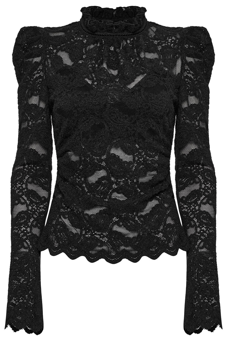 sheer mesh long sleeve top with built-in bra