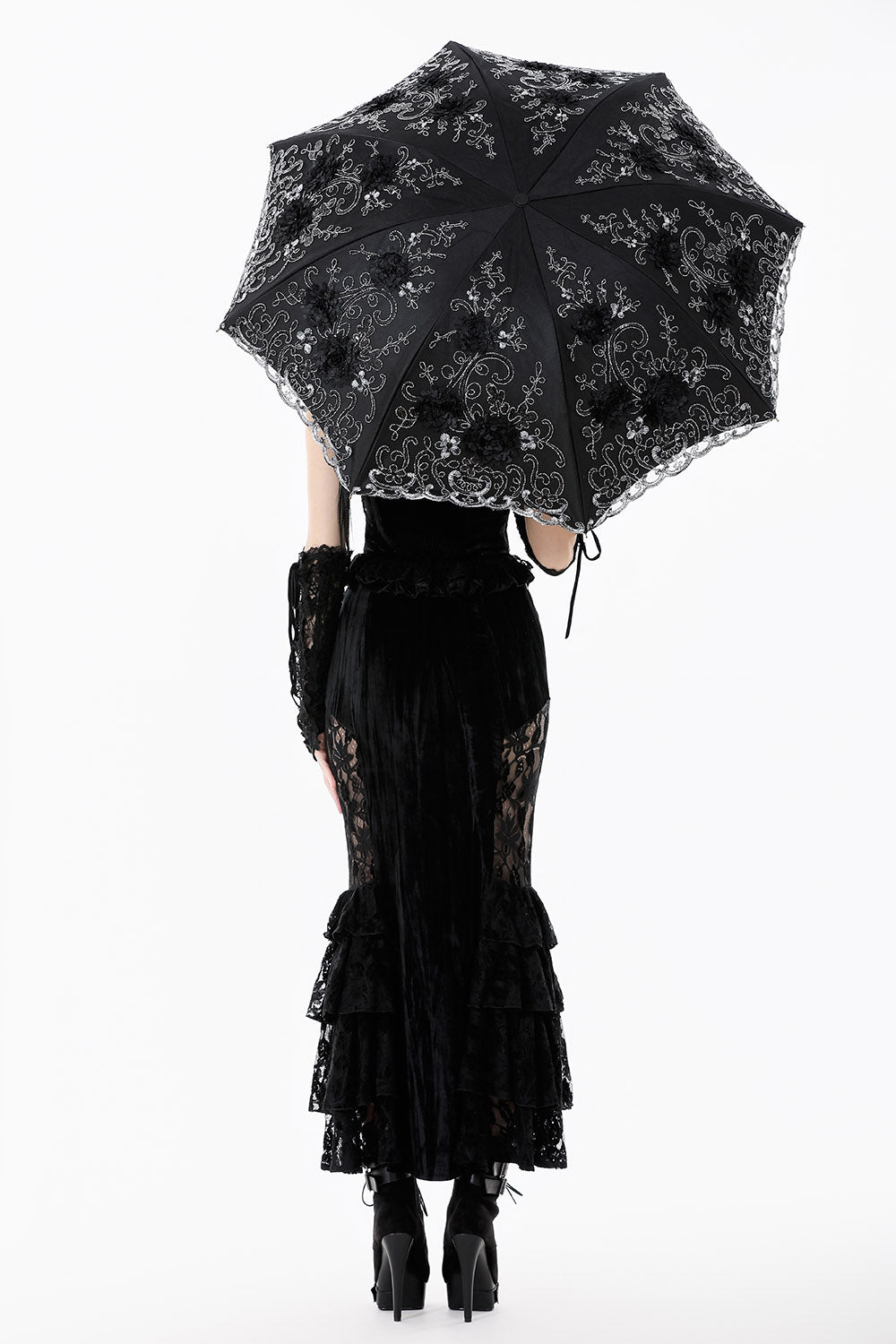 foldable embroidered lace umbrella
