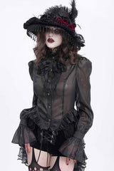 ruffled hem gothic blouse