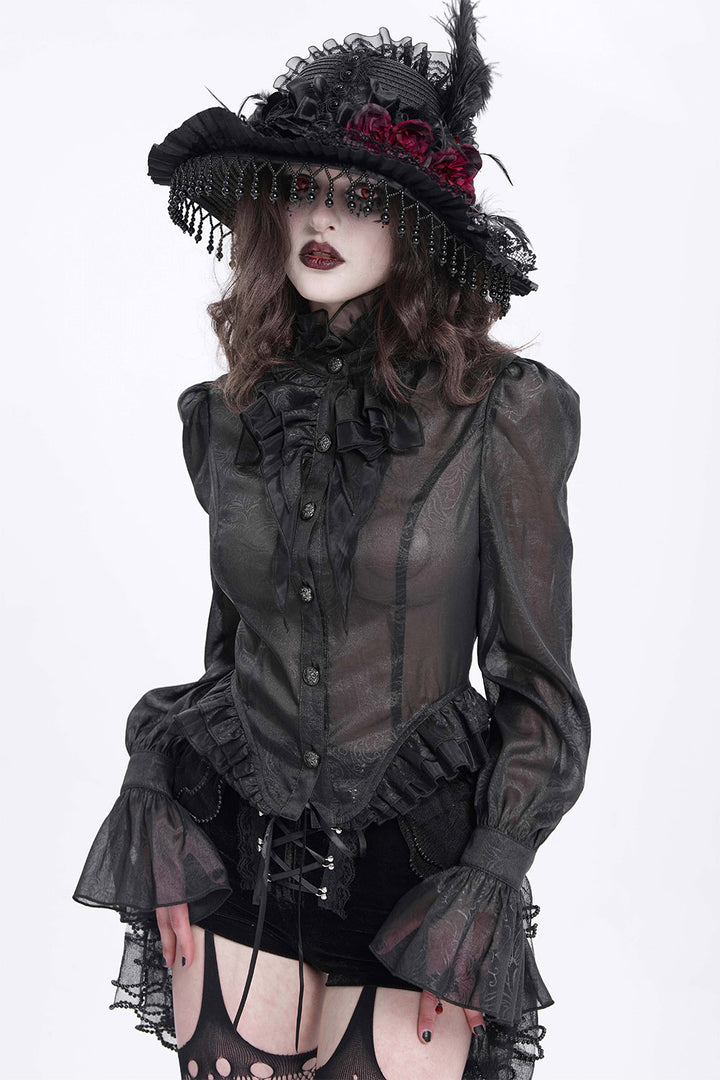 ruffled hem gothic blouse