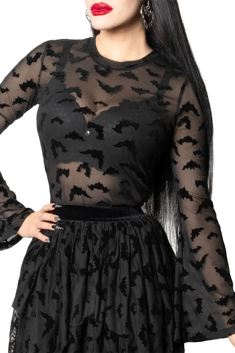 womens long sleeve flared bat top