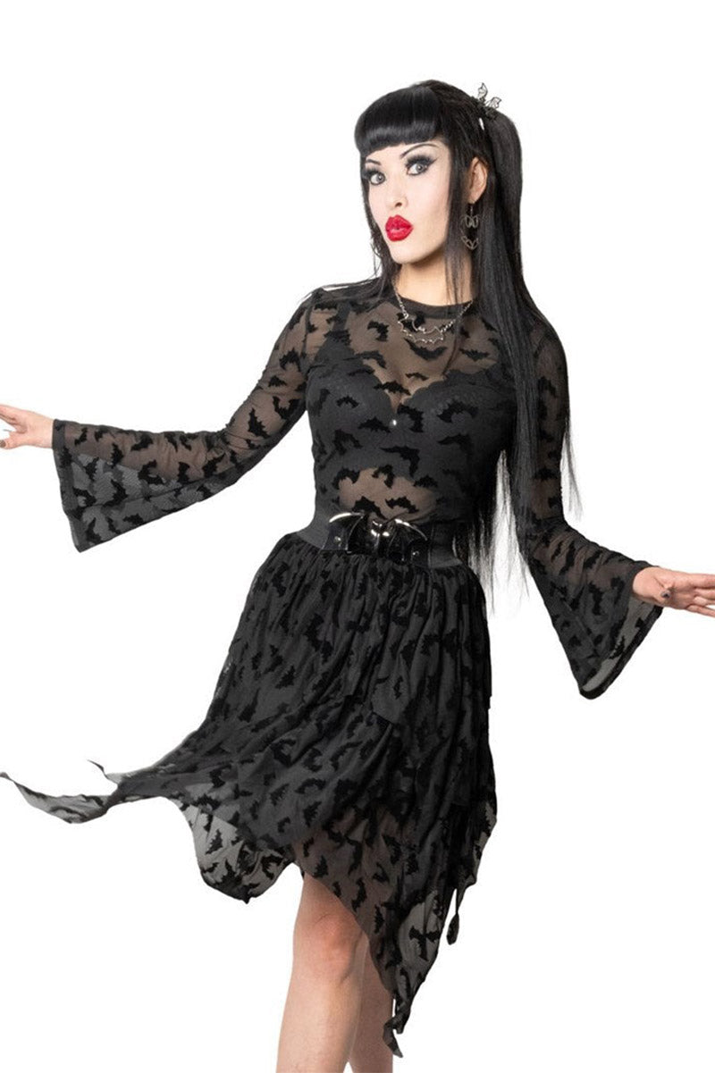 gothic high-waisted rockabilly mesh skirt 