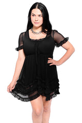 black mesh gothic short dress
