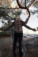 mens emo black long sleeve fishnet shirt with thumbholes 