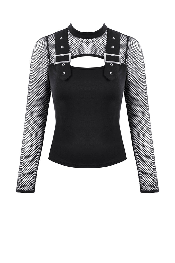 Catacomb Cotton Fishnet Long Sleeve Top