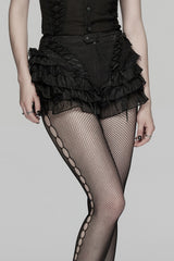 mesh and lace womens ruffled bloomer shorts