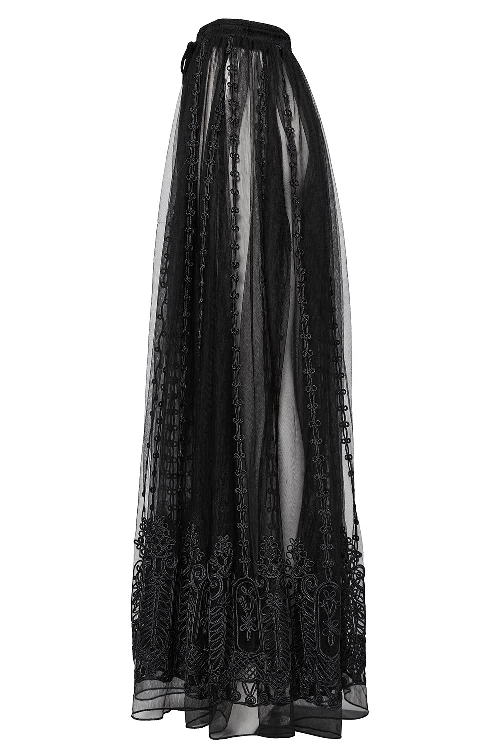 Rose Cathedral Embroidered Sheer Maxi Skirt