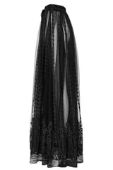 Rose Cathedral Embroidered Sheer Maxi Skirt