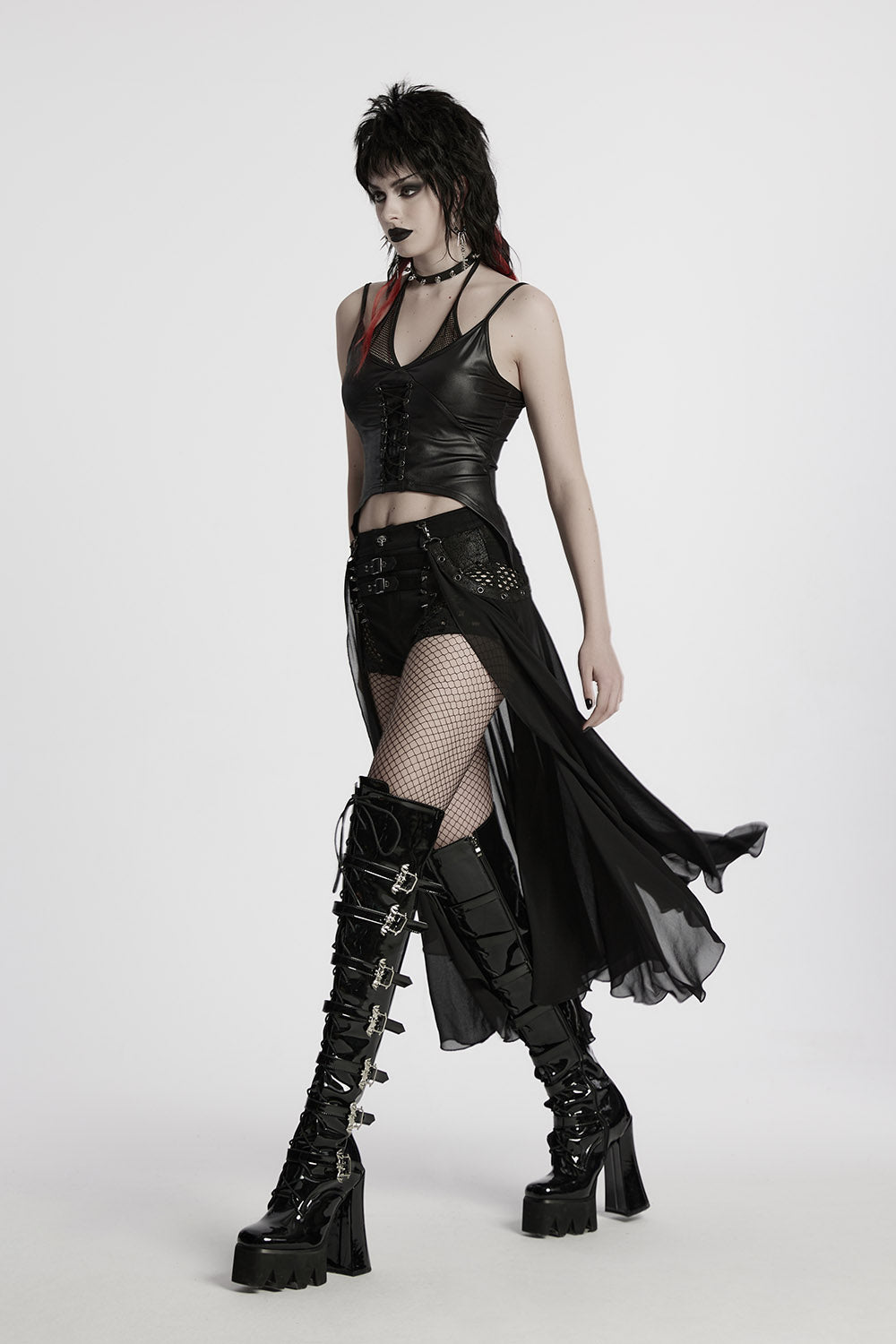 womesn punk skirt and shirts set