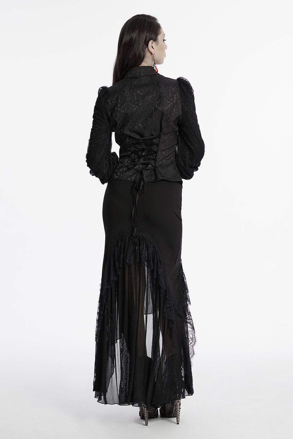 ruffled layered lace mermaid tail skirt