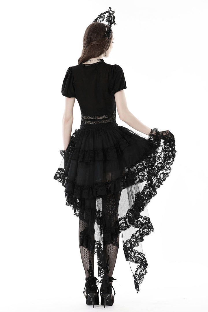 gothic maxi high to low hem skirt
