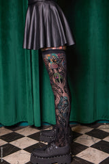 sheer mesh spiderweb thigh high tights