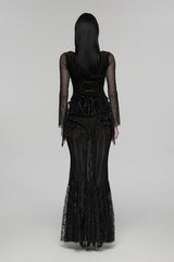 lace-up gothic long sleeve lace top