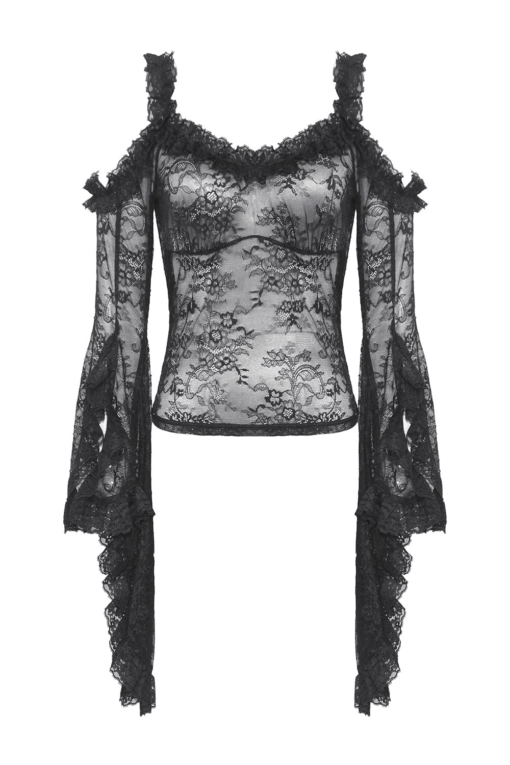 gothic lace long sleeve flared top