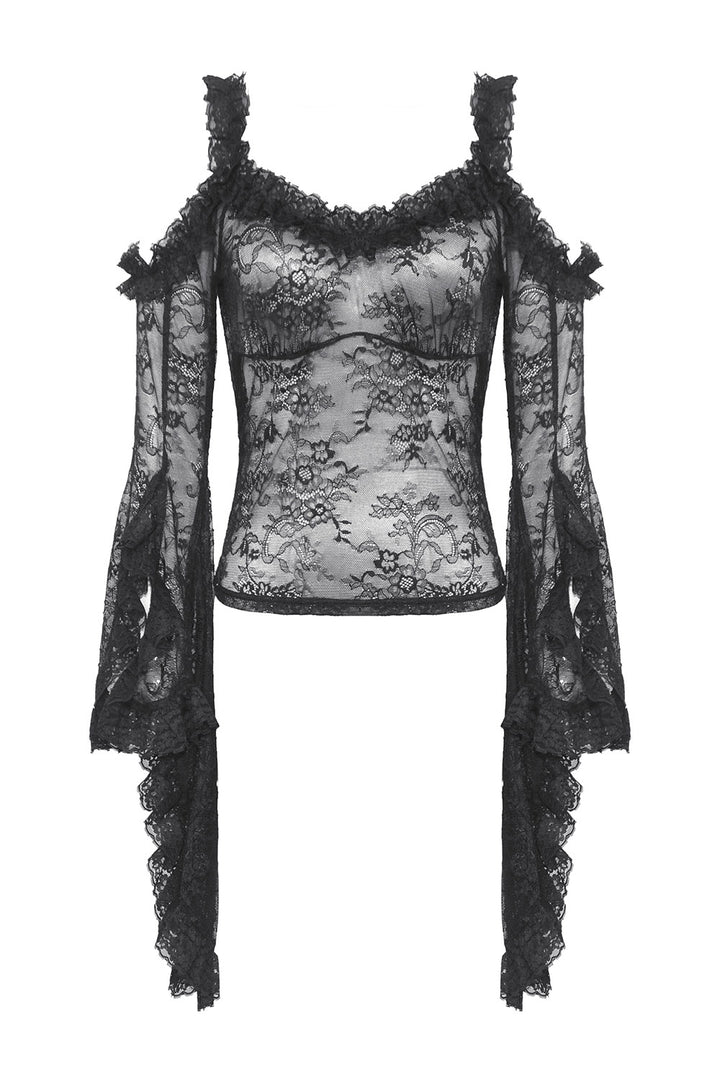 gothic lace long sleeve flared top