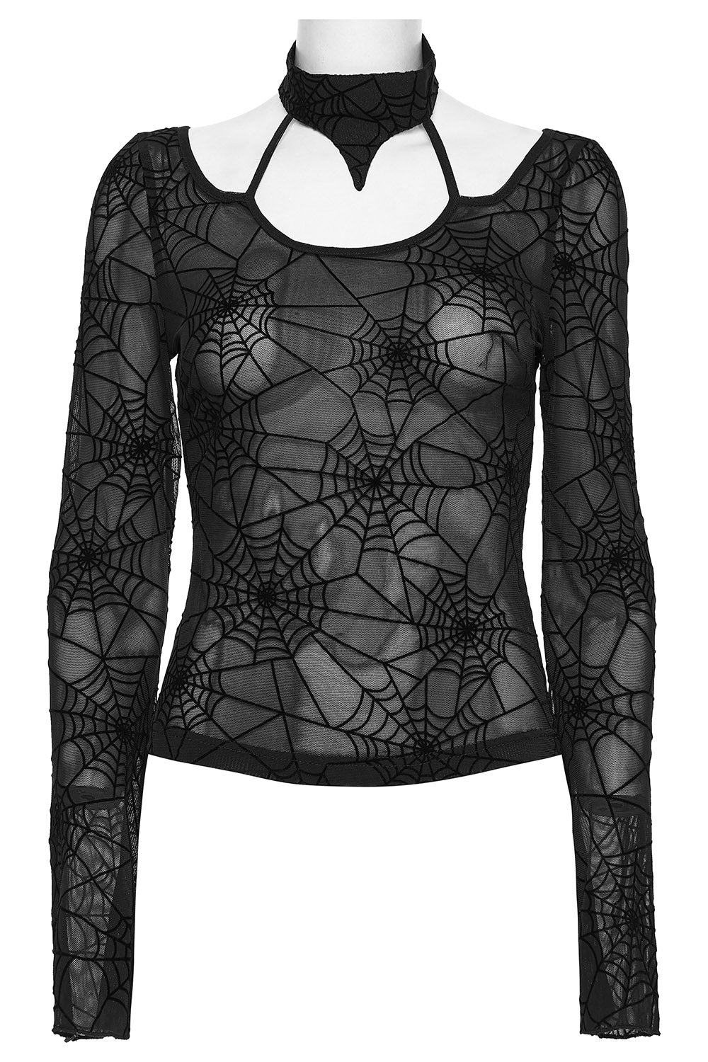 flared long sleeve mesh spiderweb shirt