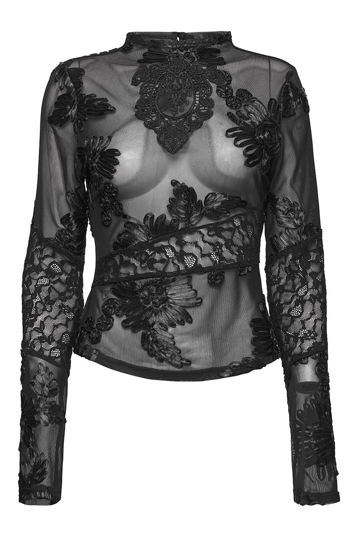 Funeral Flowers Appliqué Mesh Top