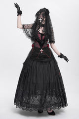 black rose gothic veil headpiece 