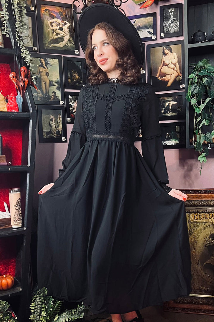 black boho witchy dress