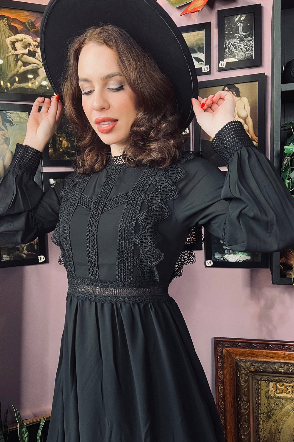 high collar gothic dress