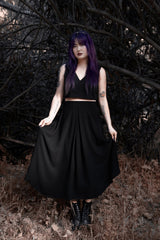 womens witchy black midi length skirt