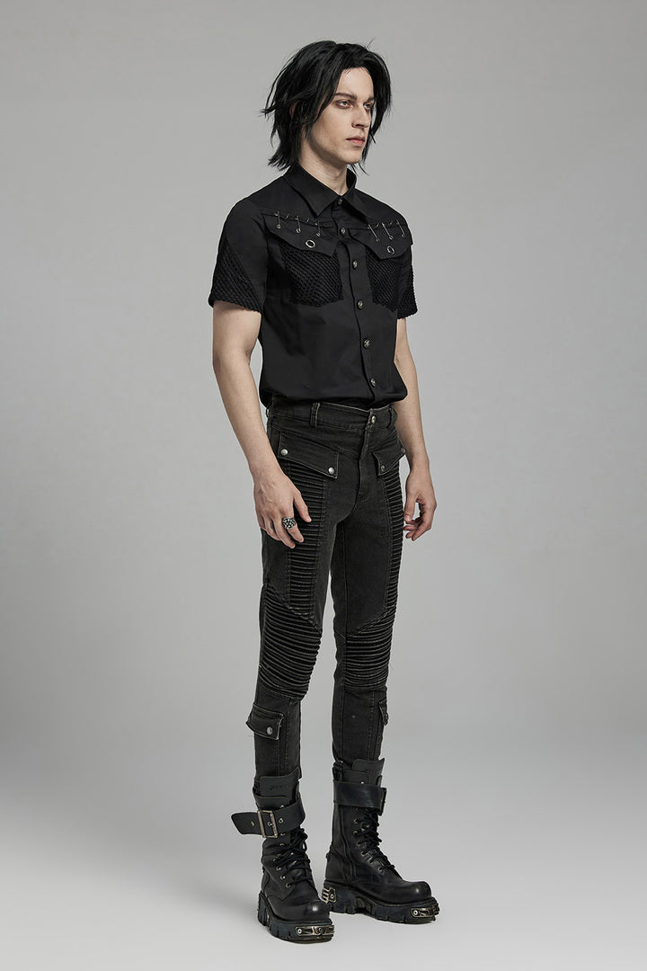 mens gothic tactical skinny jean pants