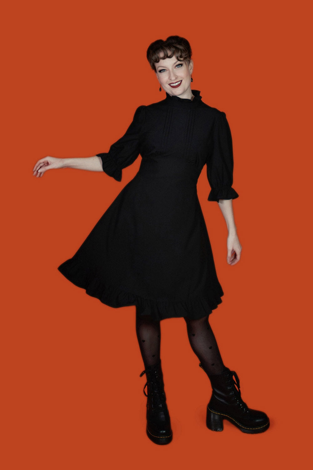 high neckline vintage goth dress