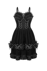 feathered and flower gothic velvet mini dress