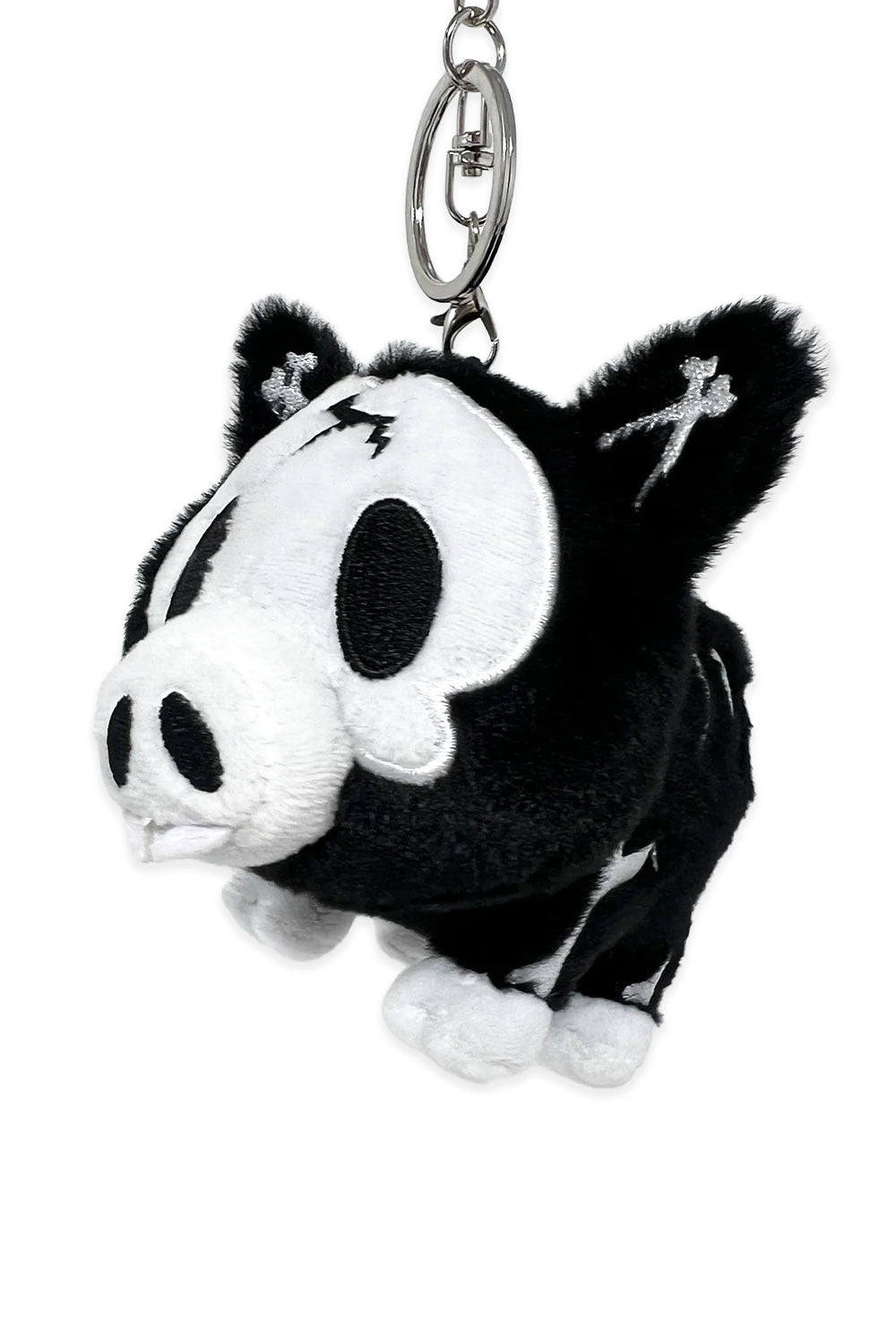 Fluffy goth pig keychain 