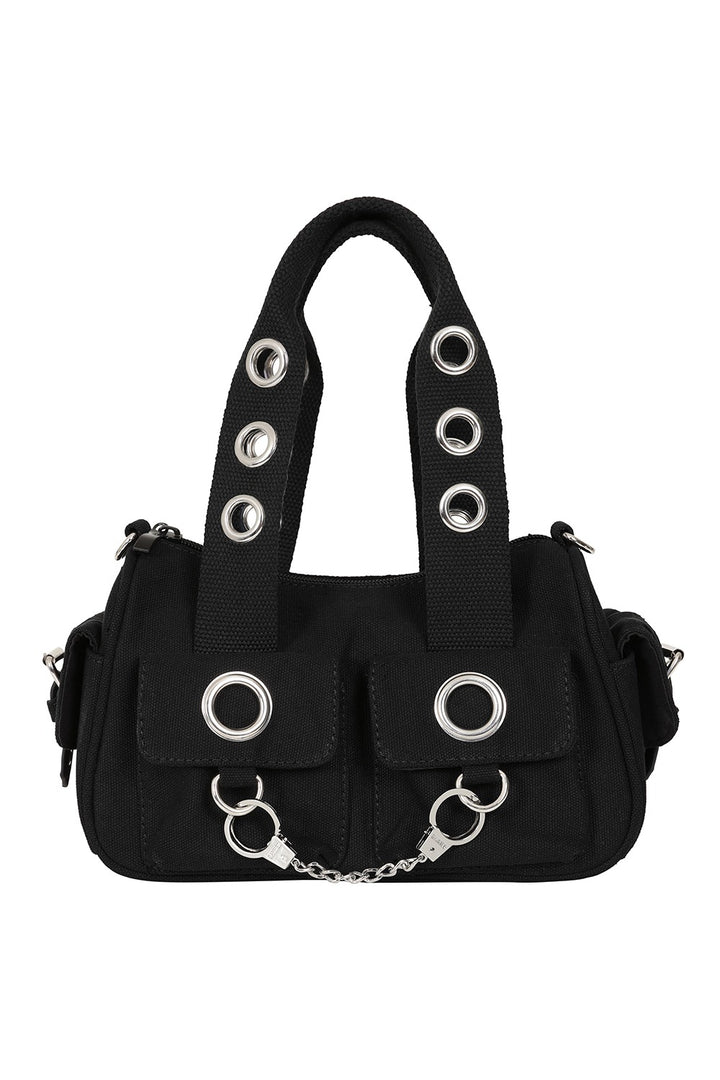 black canvas punk purse