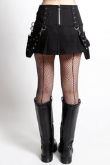 grunge goth mini pleated skirt