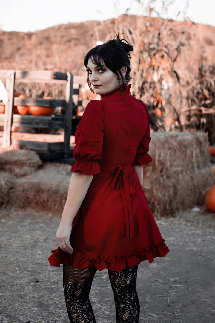 ruffled hem red valentines day dress