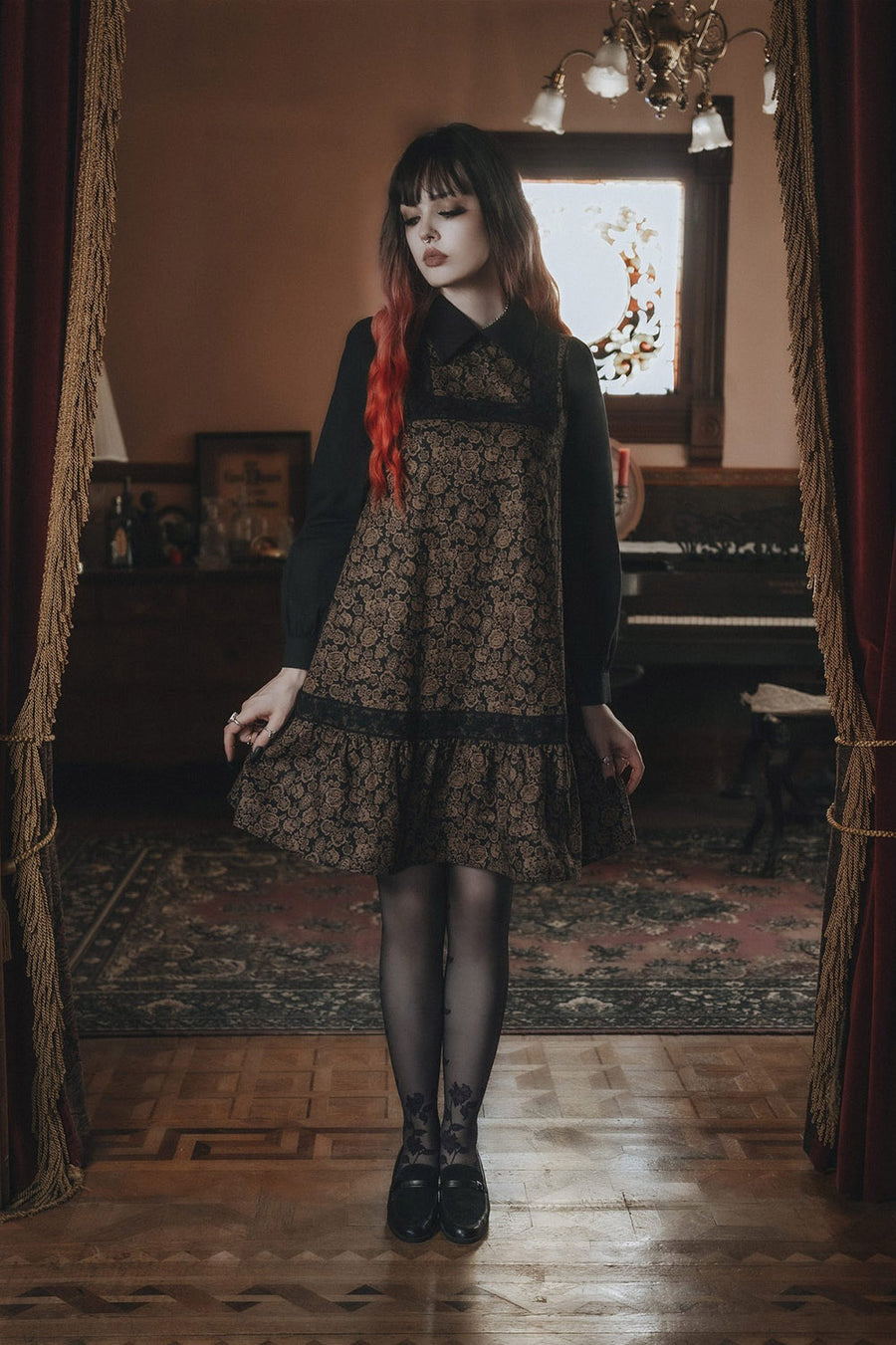 dark bohemian 70s inspired dress