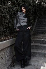 Satin silver blouse for women