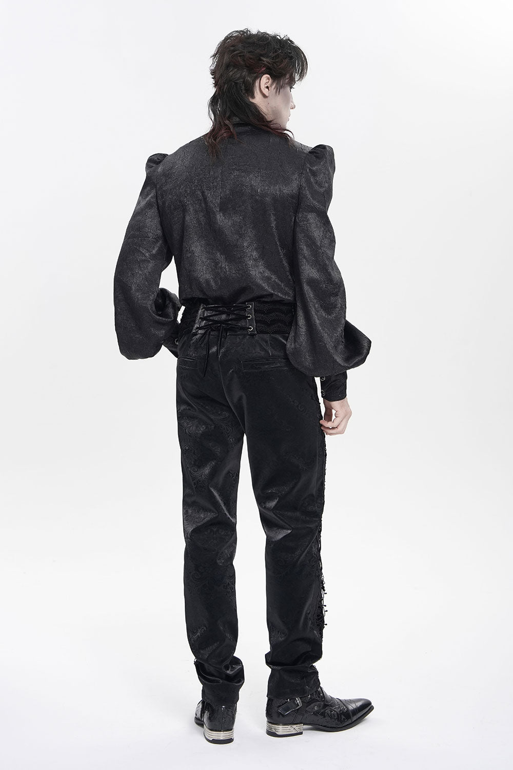 Velvet pants for men with corset waist