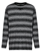 mens grey and white and black striped top 