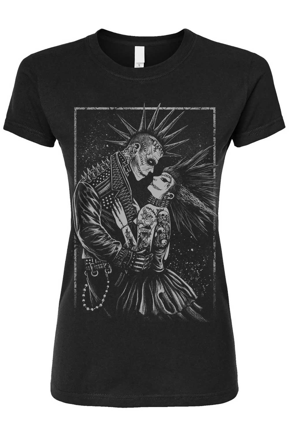 Monster Love: Frankenstein & Bride T-shirt [Graveyard Gray]