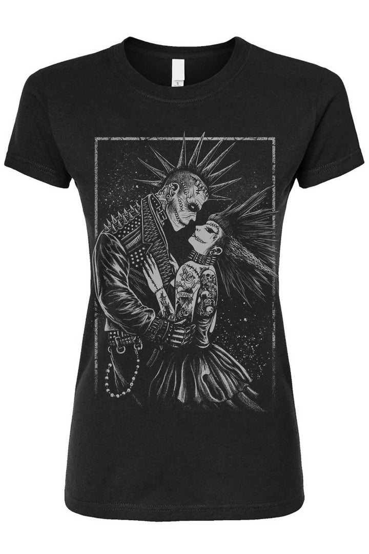 Monster Love: Frankenstein & Bride T-shirt [Graveyard Gray]