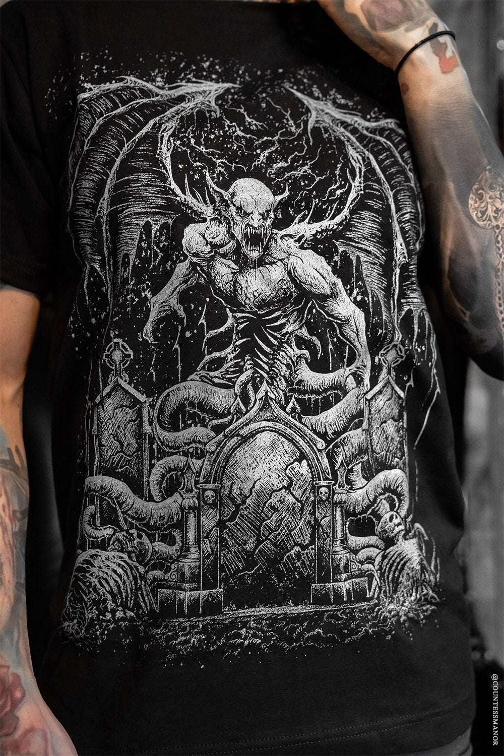 scary monster beast shirt with silver print