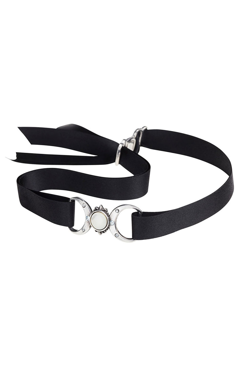 witchy black satin moon necklace