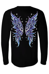 fairycore long sleeve cotton blend tshirt with moth wings on the back