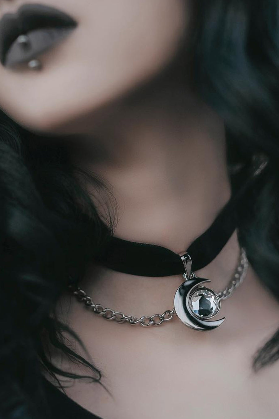 witch stone moon choker necklace