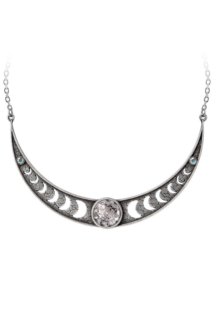 moon necklace with crystal gemstone 