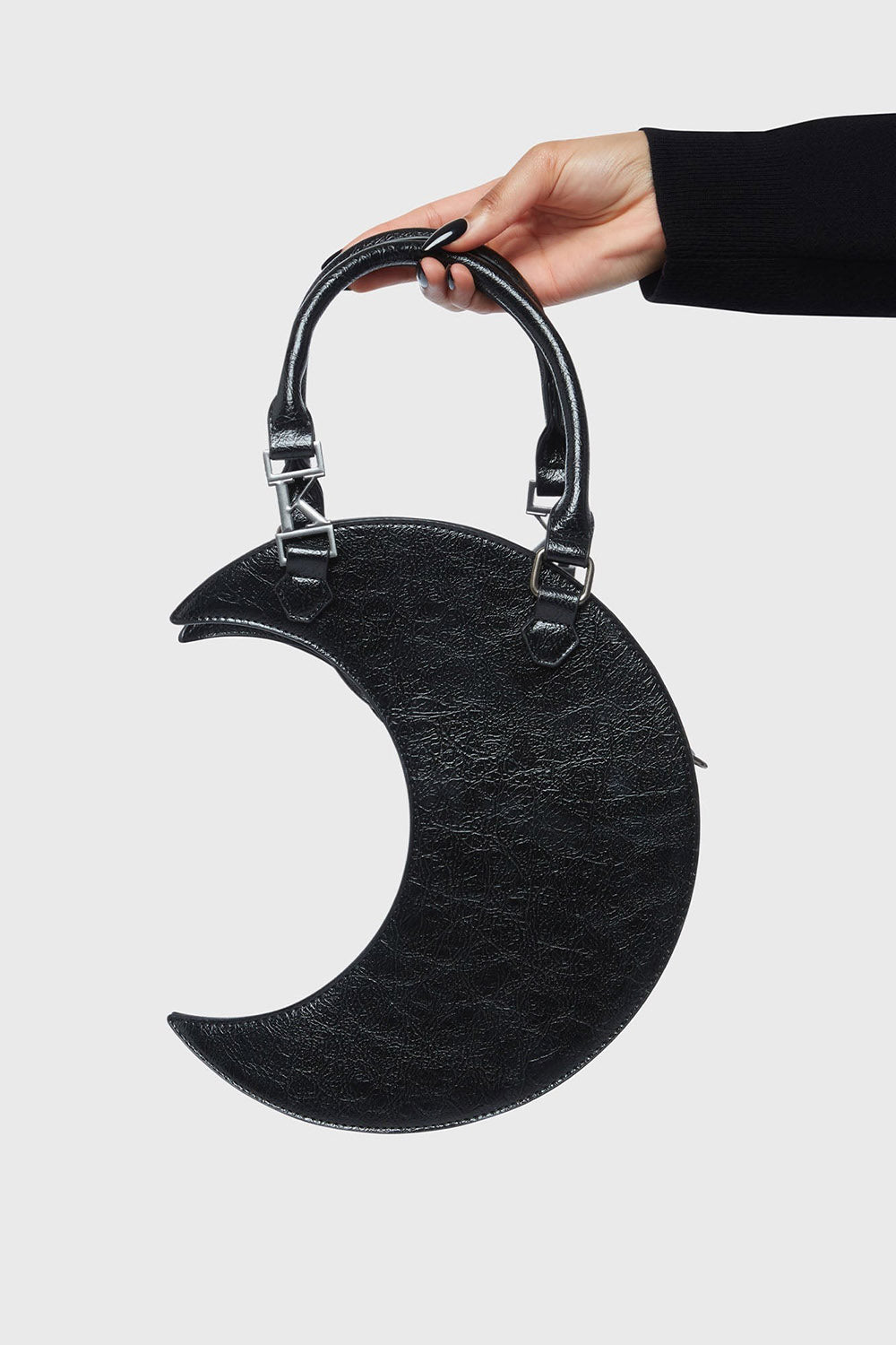 witchy black moon-shaped purse