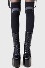black over the knee crescent moon socks by killstar