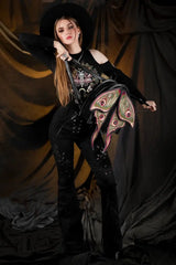 dark whimsical cottagecore backpack with attached wings