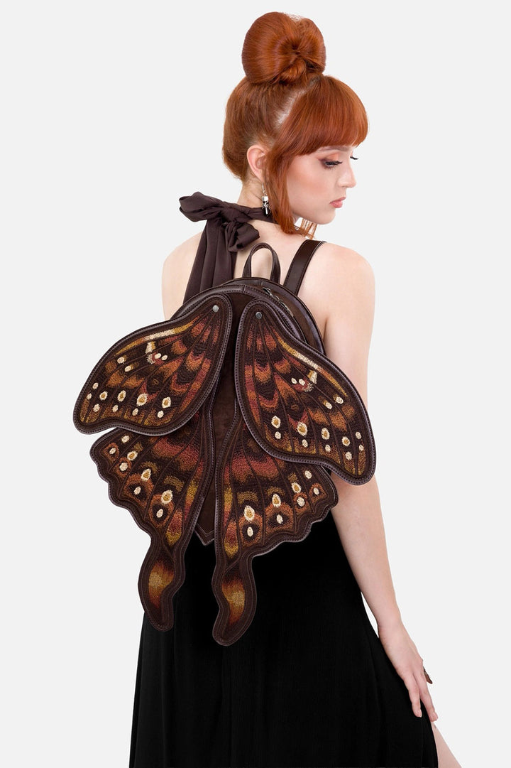 moveable embroidered moth wings backpack