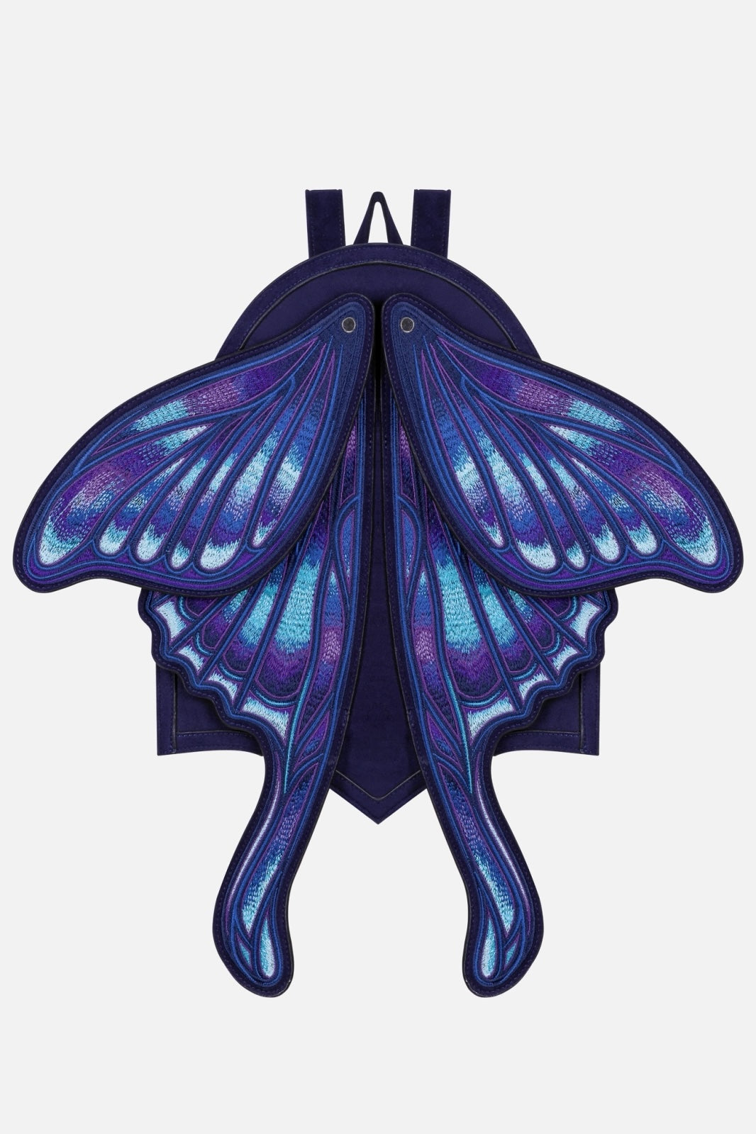Backpack with butterfly wing design on a white background
