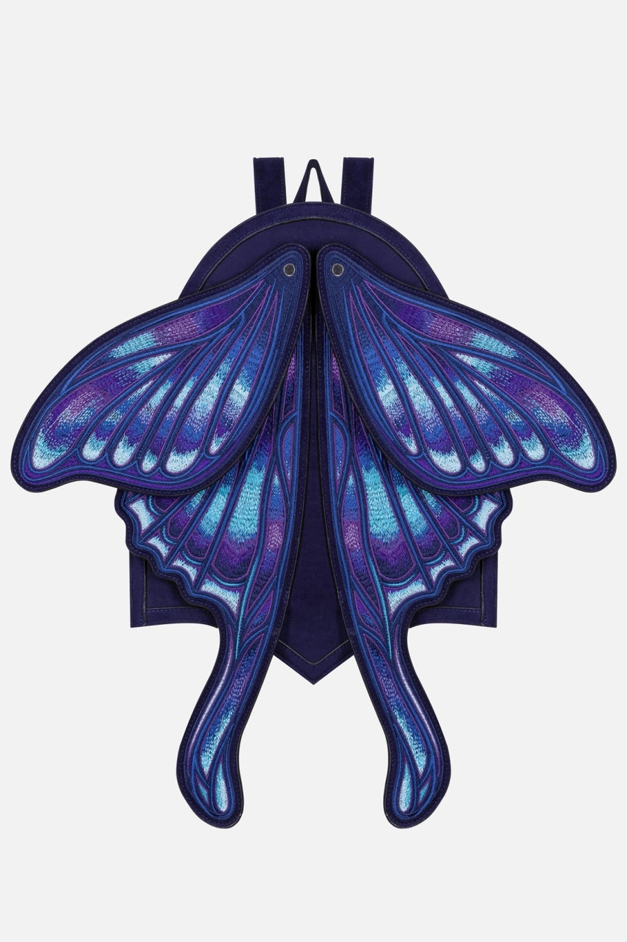 Backpack with butterfly wing design on a white background